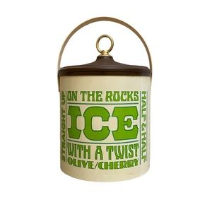 Green and white vintage 1960s 1979s funky groovy ice bucket